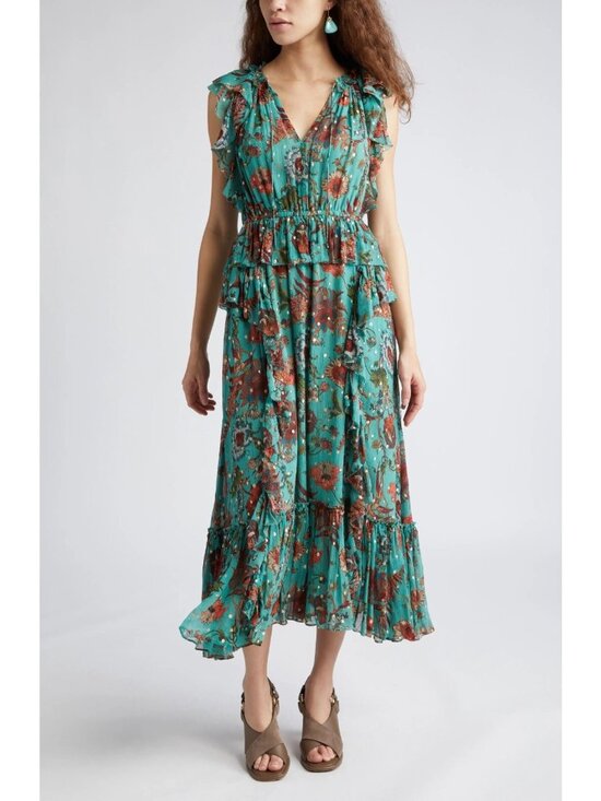 Ulla Johnson Dresses & Skirts - Ulla Johnson Adrienne Women's Floral Silk Blend Midi Dress Garden Bloom Size 10